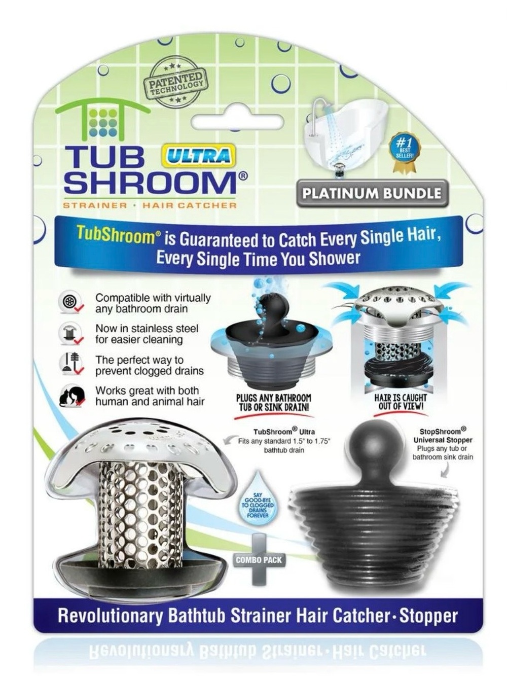 Tub Shroom Ultra Platinum Bundle Bath Strainer & Stopper